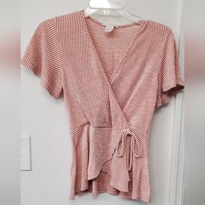 Vertical Striped Peplum Shirt